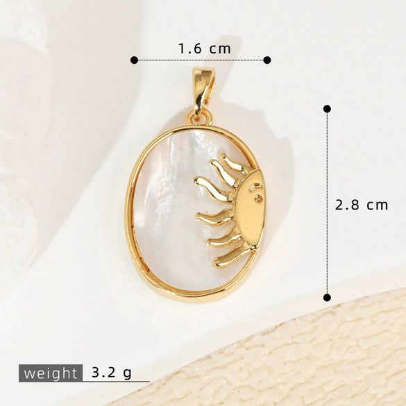 Wholesale Shell Necklace Pendant With Copper Plated Geometric Moon Red Star And Heart Shape Accessories