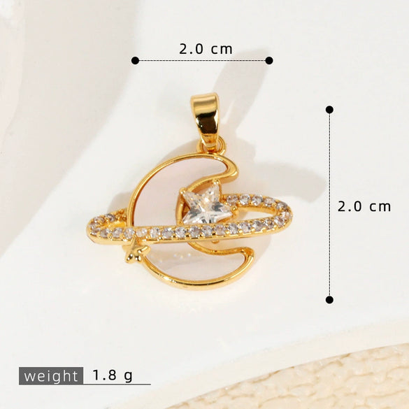 Wholesale Shell Necklace Pendant With Copper Plated Geometric Moon Red Star And Heart Shape Accessories