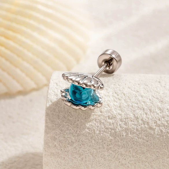 Wholesale Shell Pattern Titanium Steel Electroplated Double Head Screw Ear Bone Nail Cochlear Earrings For Women