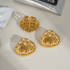 Wholesale Shell Pearl Earrings And Ring Set In Stainless Steel With Minimalist Style And Pvd Furnace Vacuum Real Gold Plating