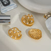 Wholesale Shell Pearl Earrings And Ring Set In Stainless Steel With Minimalist Style And Pvd Furnace Vacuum Real Gold Plating