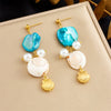 Wholesale Shell Pearl Stainless Steel Jewelry Marine Life Electroplated Women's Pendant Earrings Necklace Bracelet Set