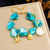 Wholesale Shell Pearl Stainless Steel Jewelry Marine Life Electroplated Women's Pendant Earrings Necklace Bracelet Set
