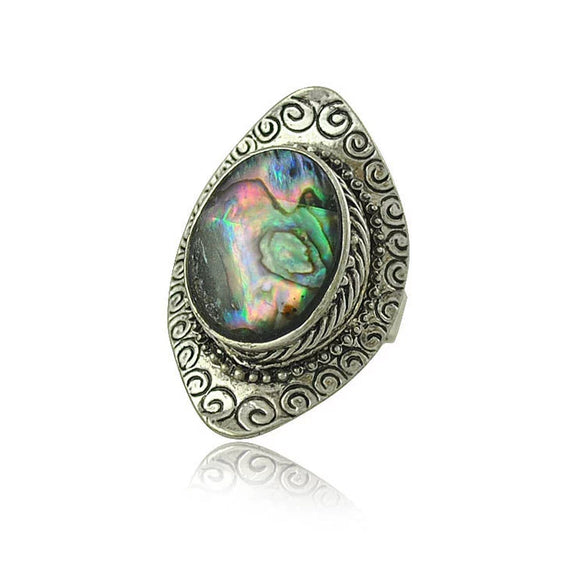 Wholesale Shell Retro Exaggerated Geometric Carved Ring Jewelry