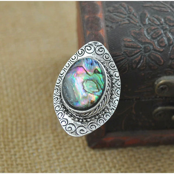 Wholesale Shell Retro Exaggerated Geometric Carved Ring Jewelry