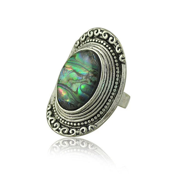 Wholesale Shell Retro Exaggerated Geometric Carved Ring Jewelry