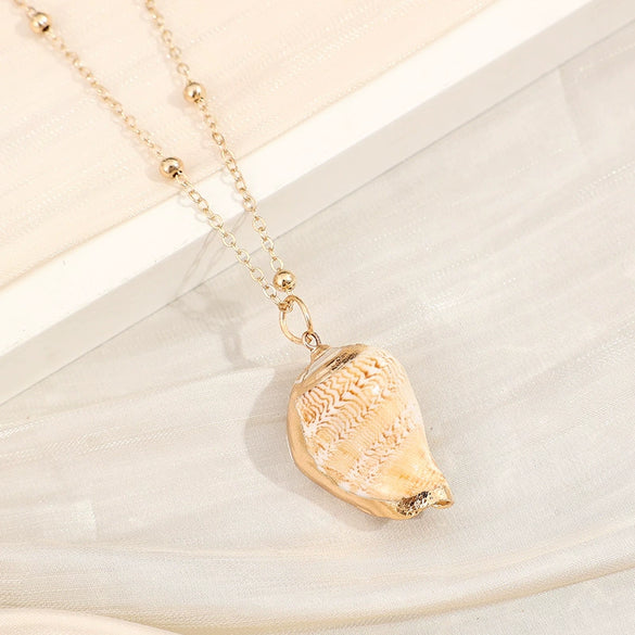 Wholesale Shell Retro Geometric Style Sea Shell Necklace With Ball Chain