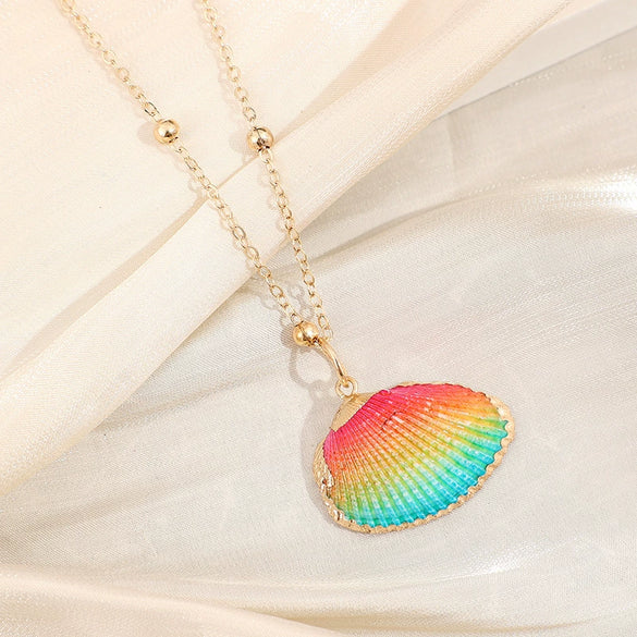 Wholesale Shell Retro Geometric Style Sea Shell Necklace With Ball Chain