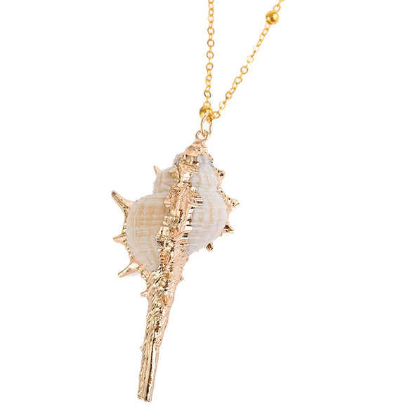 Wholesale Shell Retro Geometric Style Sea Shell Necklace With Ball Chain