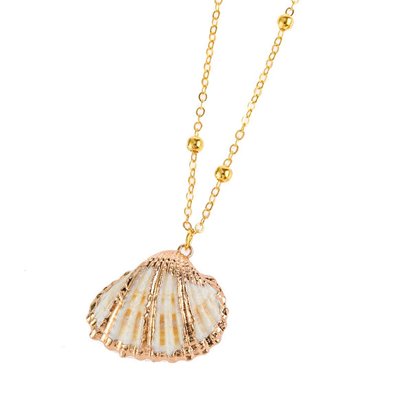 Wholesale Shell Retro Geometric Style Sea Shell Necklace With Ball Chain