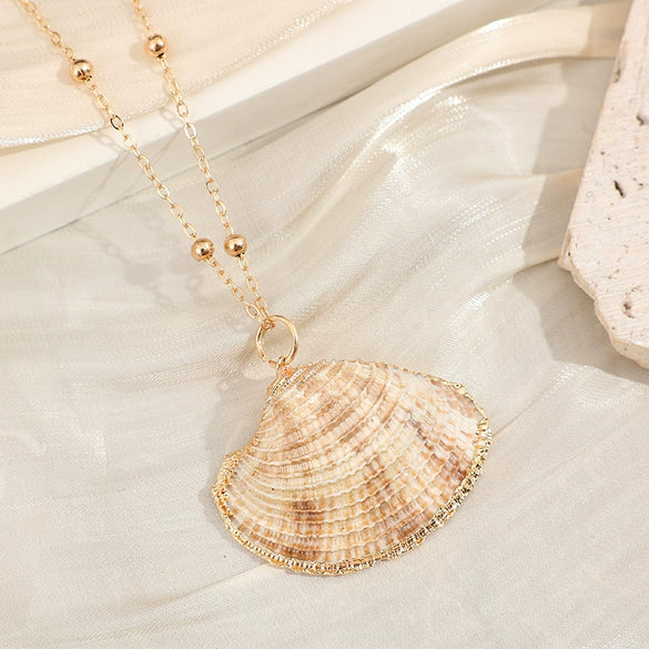 Wholesale Shell Retro Geometric Style Sea Shell Necklace With Ball Chain