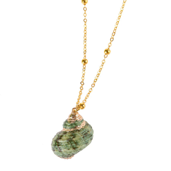 Wholesale Shell Retro Geometric Style Sea Shell Necklace With Ball Chain