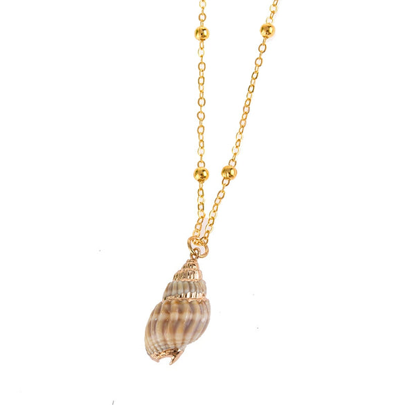Wholesale Shell Retro Geometric Style Sea Shell Necklace With Ball Chain