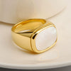 Wholesale Shell Ring Square Drop Shape Titanium Steel Polished Electroplated Men's And Women's Hand Accessories