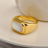 Wholesale Shell Ring Square Drop Shape Titanium Steel Polished Electroplated Men's And Women's Hand Accessories