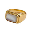 Wholesale Shell Ring Square Drop Shape Titanium Steel Polished Electroplated Men's And Women's Hand Accessories