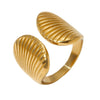 Wholesale Shell Shaped Open Ring With Marine Elements And Animal Zodiac Pattern Simple Style Made Of Stainless Steel With Electroplating