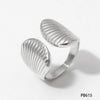 Wholesale Shell Shaped Open Ring With Marine Elements And Animal Zodiac Pattern Simple Style Made Of Stainless Steel With Electroplating