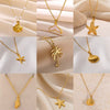 Wholesale Shell Starfish Necklace Stainless Steel With Animal Zodiac Pattern Electroplated