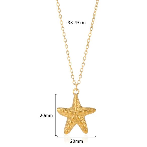 Wholesale Shell Starfish Necklace Stainless Steel With Animal Zodiac Pattern Electroplated