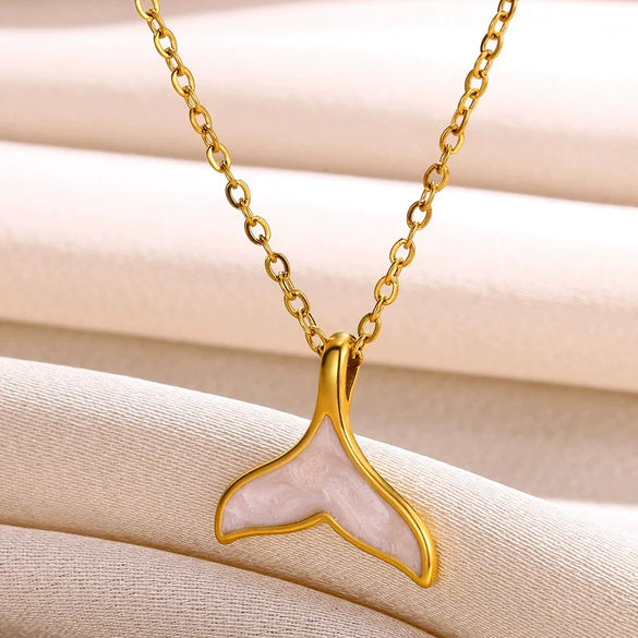 Wholesale Shell Starfish Necklace Stainless Steel With Animal Zodiac Pattern Electroplated