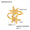 Wholesale Shellshaped 316L Stainless Steel Ring With Star And Geometric Pattern Electroplated For Women