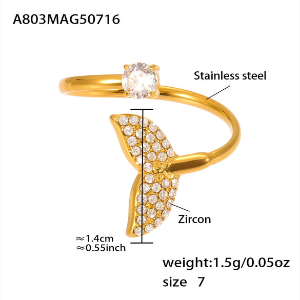 Wholesale Shellshaped 316L Stainless Steel Ring With Star And Geometric Pattern Electroplated For Women