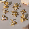 Wholesale Shellshaped 316L Stainless Steel Ring With Star And Geometric Pattern Electroplated For Women