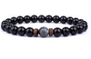 Wholesale Shining Volcanic Stone Black Iron Stone Geometric Handmade Couple Bracelet