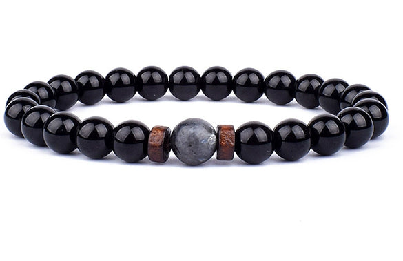 Wholesale Shining Volcanic Stone Black Iron Stone Geometric Handmade Couple Bracelet