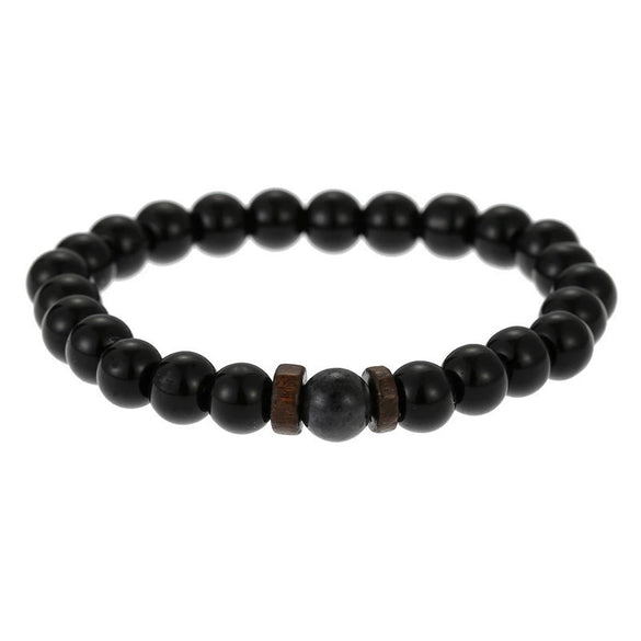 Wholesale Shining Volcanic Stone Black Iron Stone Geometric Handmade Couple Bracelet