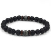 Wholesale Shining Volcanic Stone Black Iron Stone Geometric Handmade Couple Bracelet