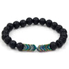Wholesale Shining Volcanic Stone Black Iron Stone Geometric Handmade Couple Bracelet