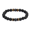 Wholesale Shining Volcanic Stone Black Iron Stone Geometric Handmade Couple Bracelet
