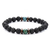 Wholesale Shining Volcanic Stone Black Iron Stone Geometric Handmade Couple Bracelet