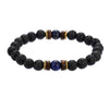 Wholesale Shining Volcanic Stone Black Iron Stone Geometric Handmade Couple Bracelet
