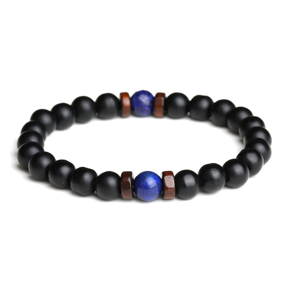 Wholesale Shining Volcanic Stone Black Iron Stone Geometric Handmade Couple Bracelet