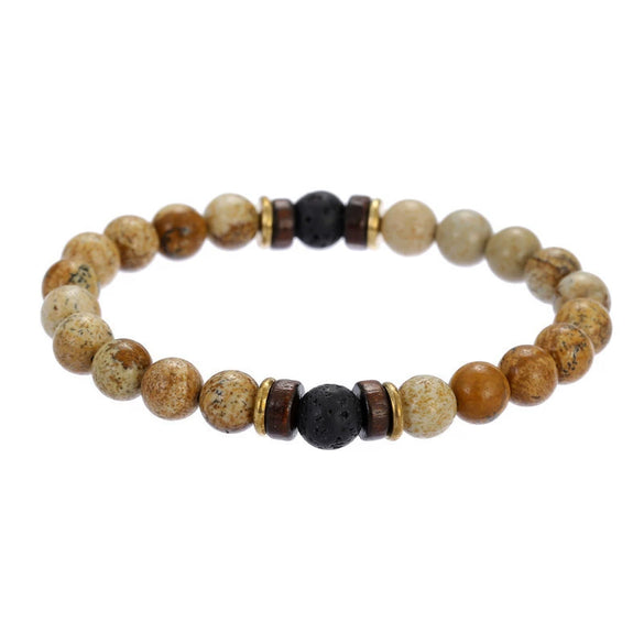 Wholesale Shining Volcanic Stone Black Iron Stone Geometric Handmade Couple Bracelet