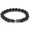 Wholesale Shining Volcanic Stone Black Iron Stone Geometric Handmade Couple Bracelet