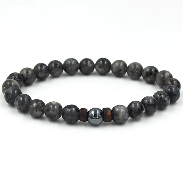 Wholesale Shining Volcanic Stone Black Iron Stone Geometric Handmade Couple Bracelet