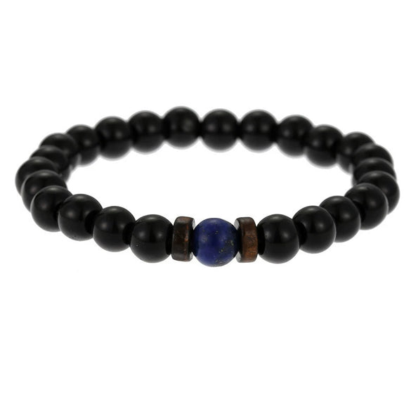 Wholesale Shining Volcanic Stone Black Iron Stone Geometric Handmade Couple Bracelet
