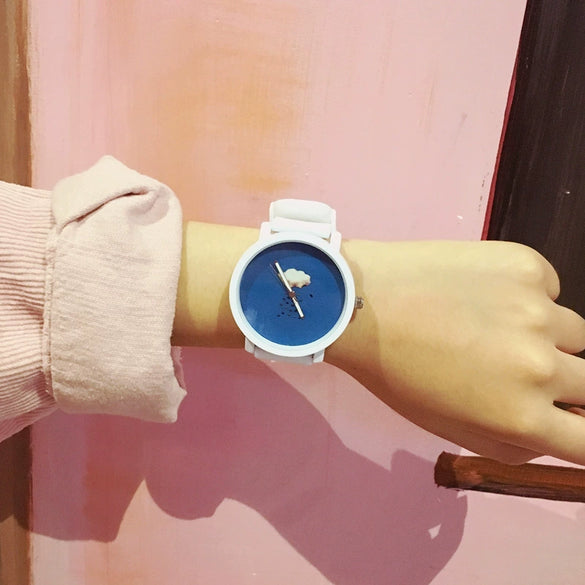 Wholesale Silicone Alloy Female Student Cartoon Round Watch With Stainless Steel Clasp