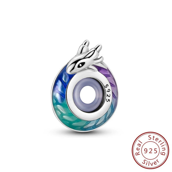 Wholesale 925 Silver Animal Spirit Snake Unicorn Hummingbird Dinosaur Elephant Beads Pendant Diy Bracelet Accessories With Dripping Oil Design