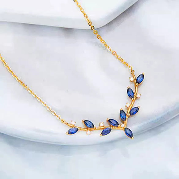 Wholesale Silver Antler Pendant Necklace For Women With 18K Gold Plating And Deep Sea Blue Zircon Animal Zodiac Pattern