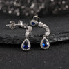 Wholesale 925 Silver Artificial Aquamarine Water Drop Zircon Tassel Geometric Earrings For Women