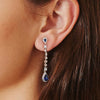 Wholesale 925 Silver Artificial Aquamarine Water Drop Zircon Tassel Geometric Earrings For Women