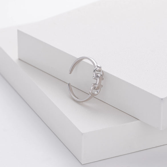 Wholesale Silver Belt Buckle And Horseshoe Fashion Ring Electroplated With Letters Numbers Text For Women