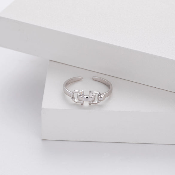 Wholesale Silver Belt Buckle And Horseshoe Fashion Ring Electroplated With Letters Numbers Text For Women