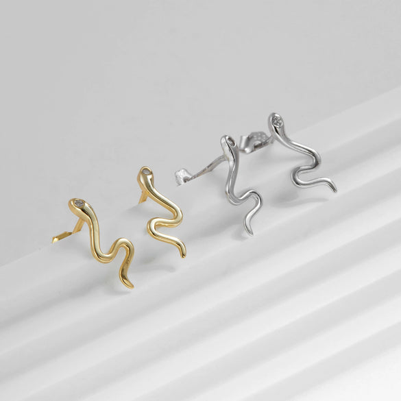 Wholesale 925 Silver Birth Year Zodiac Snake Earrings For Women Sweet Cool Style With Electroplating