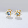 Wholesale Silver Blue Zircon Pearl Flower Design Electroplated Women's Earrings
